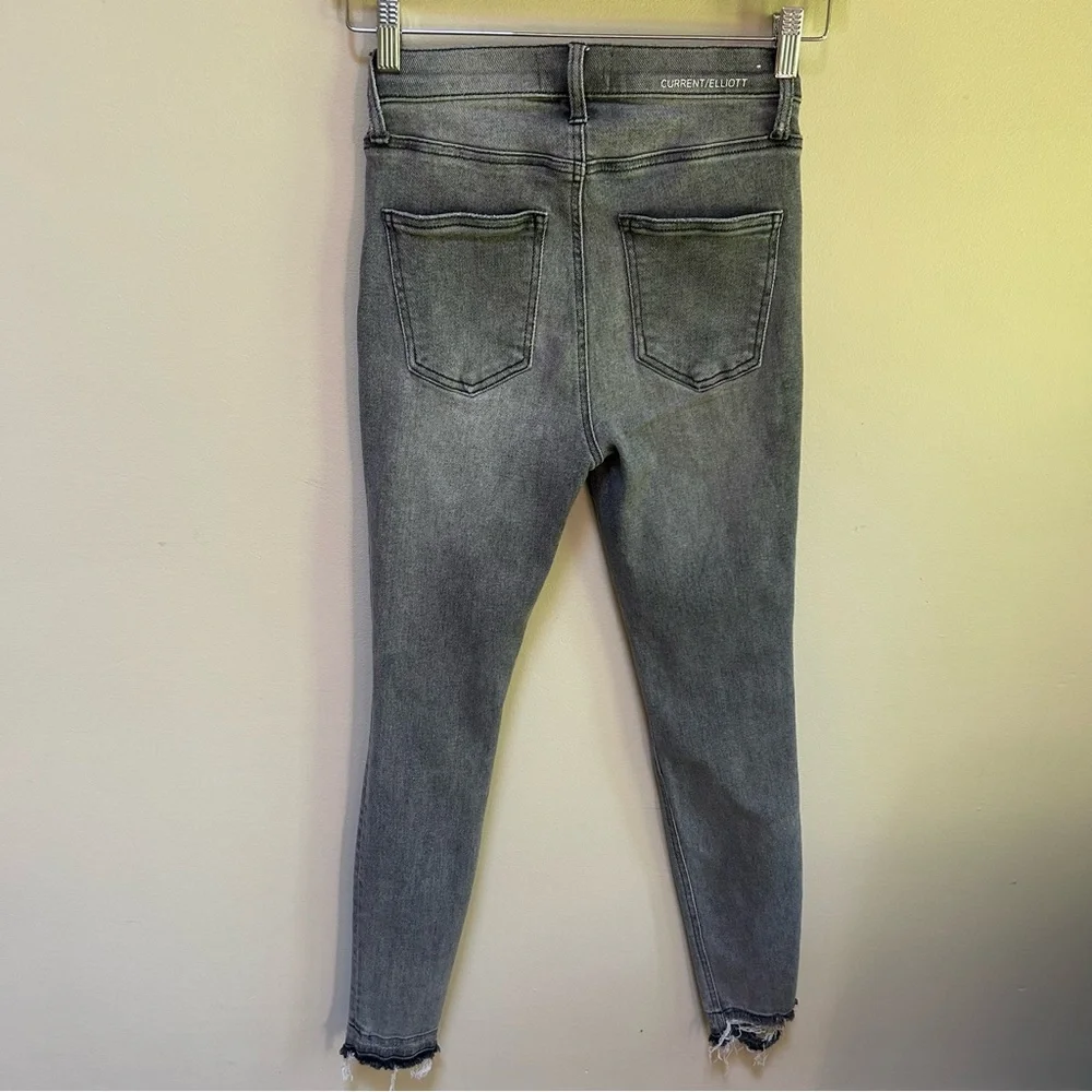 Current/Elliott ~Women’s Ultra High Waist Skinny Jeans Gray Fade Out Destroy 27 - Picture 10 of 16